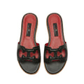 Sandalias Planas Carolina Herrera CH Negro con Rojo